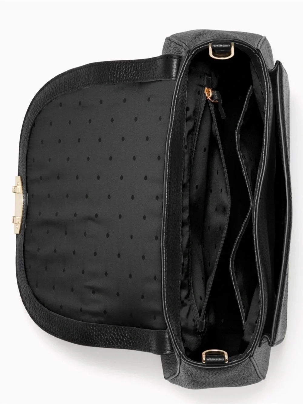 kate spade Black Pebbled Genuine Leather Crossbody Satchel with Gold Hardware - Picture 5 of 14